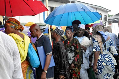 *Pensioners queuing for verification