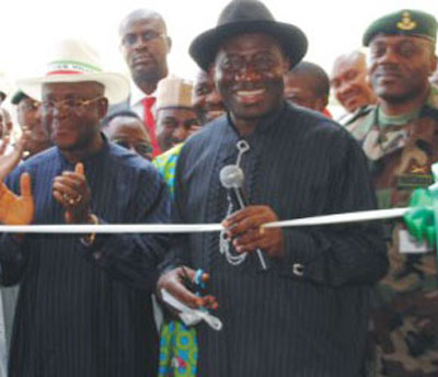 Gov. Elechi of Ebonyi State (left) with President Jonathan at a recent event.