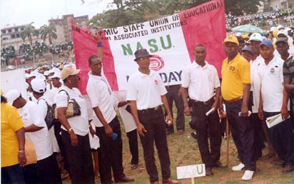 Members of Non-Academic Staff Union of Educational and Associated Institutions, NASU, at a recent rally in Lagos.