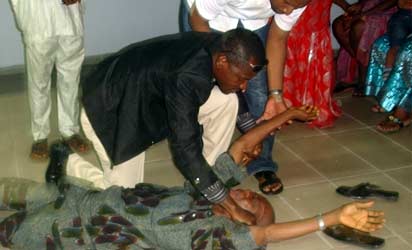 A relation of victim of the Dana Air crash in Lagos collapsed