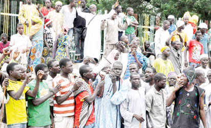 Beggars protesting