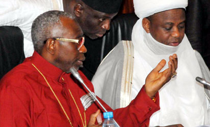 From Left: Co-Chairman, Nigeria Inter-Religious Council (NIREC), Pastor Ayo Oritsejafor; National Co-Ordinator/Executive Secretary, Prof. Is-haq Oloyede, and Co-Chairman, Sultan of Sokoto, Alhaji Sa'ad Abubakar III, at a meeting