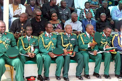 Military officers and other guests at the service.