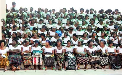 Women at the funeral service.
