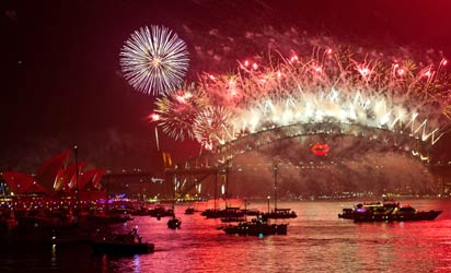 New Year celebration in Jakarta, Indonesia.