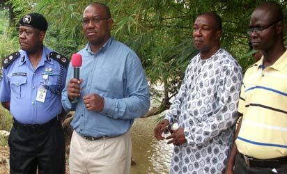 Gov. Peter Obi (2nd left), with his Security Adviser, Col George Molokwu (rtd) (2nd right), the Anambra State Commissioner for Police, Bala Nasarawa (1st left) and the Political Adviser, Fidelis Okafor(1st right)