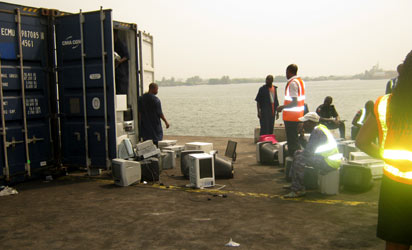 Some of the ship's content being examined.