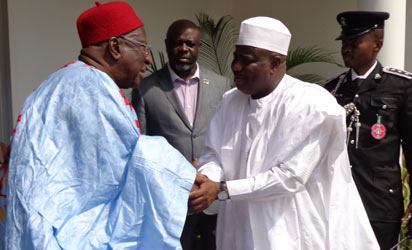 The National Chairman, PDP, Alhaji Bamanga Tukur (left) and Speaker, House of Representatives, Hon. Aminu Waziri Tambuwal during a solidarity visit by to the chairman yesterday, 15, January, 2013