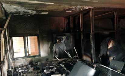 The scene of the fire.