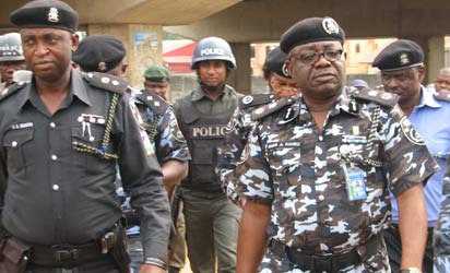 Lagos State Commissioner of Police, Mr Umar Manko at the scene of the blast