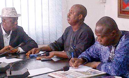 L-R: Hugo Odiogor Prof. Fred Agwu, Senior Research Fellow at NIIA, Lagos and Prof. Victor Ariole of University of Lagos .