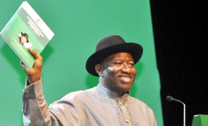 PRESIDENT GOODLUCK JONATHAN PRESENTING HIS ADMINISTRATIONS MID-TERM REPORT AT THE 2013 DEMOCRACY DAY CELEBRATION IN ABUJA ON WEDNESDAY (29/5/13). STATE HOUSE PHOTO