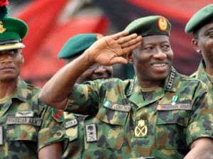 President Goodluck Jonathan (centre) inspecting parade during the Nigerian Army Day Celebration in Abuja On Saturday (6/7/13)