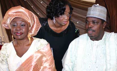 Left Mrs Biodun Yuguda, first Lady Bauchi State, Yetunde Fashina-Arebi, author and Hon Sani Batagarawa, representative of Katsina Governor at the public presentation of the book Youth,Sex & Wellbeing authored by Yetunde Fashina-Arebi Px Biodun Ogunleye