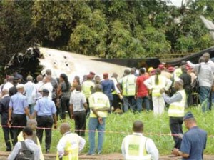 TRAGEDY—The crash scene and rescue operations.