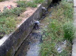 *A sewage drain pipe channeled into the open drain opposite Adeola Johnson Street, beside block 233, Jakande Estate, Mile 2, Amuwo-Odofin LGA,Lagos