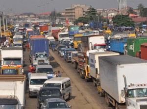 File: Traffic gridlock on Apapa/Oshodi express road, due to slow construction job of the road by Julius Berger and commuter spent sever hours on the road. Photo: Bunmi Azeez