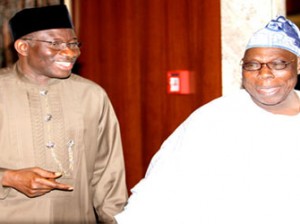President Goodluck Jonathan and Chief Olusegun Obasanjo