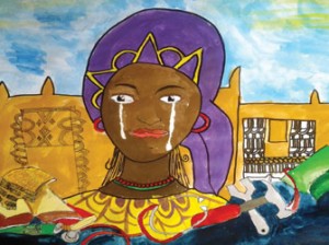 Ayomikun Omoyiola, 11 years old and Nigeria’s Youngest Peace Ambassador speaks on the abduction of the Chibok girls in her painting titled ‘stolen dreams’