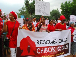 Abuja : Former Nigerian Education Minister and Vice-President of the World Bank's Africa division (3r L) Obiageli leads a march of Nigeria women and mothers of the kidnapped girls of Chibok, calling for their freedom in Abuja on April 30, 2014.