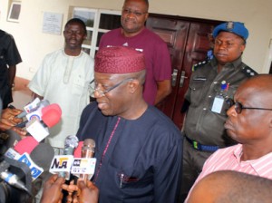 Gov.Fayemi addressing the press
