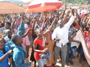 JUBILATION—People of Ado-Ekiti celebrating Pdp Governor-Elect, Mr Ayo Fayose's victory in Ekiti, yesterday. Inset: Fayose with another cross section of his supporters.