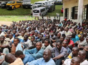 Cross section of Suspected Boko-haram Insurgence arrested between Aro-Ngwa and Imo gate along Enugu-Portharcort Express way in Abia state by the Nigerian Army attached to the state, insert are their
(33) buses.