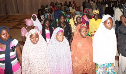 Escaped Chibok girls at the meeting with President Jonathan at the State House