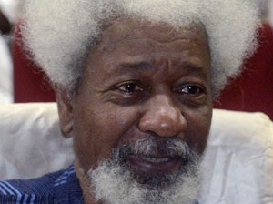 Nobel Prize laureate Wole Soyinka smiles during a lecture to celebrate his 80th birthday in Abeokuta on July 11, 2014. The lecture was organised by the National Association of Seadogs, also known as the Pyrate's Confraternity, founded in 1952 by Wole Soyinka, a student at the time, with six others members of the University College of Ibadan to combat tribalism and ethnic alignments on campus. AFP PHOTO