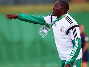 Head coach Peter Dedevbo of Falconets reacts during the FIFA U-20 Women's World Cup Canada 2014 group C match between Korea Republic and Nigeria at Moncton Stadium on August 9, 2014 in Moncton, Canada. (Photo FIFA)