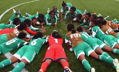 CELEBRATION: Falconets celebrate after the FIFA U-20 Women’s World Cup match against New Zealand at Moncton in Moncton, Canada, Sunday night. Photo: FIFA.
