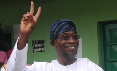 GOV. RAUF AREGBESOLA WINNER OF OSUN GOVERNORSHIP ELECTION AT IFOFIN POLLING UNIT 1, WARD 8, IN ILESA ON SATURDAY