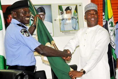 Police Handing Over Former Inspector General of Police Mohammed Abubakar handing over the new Inspector General of Police, Suleiman Abba recently .