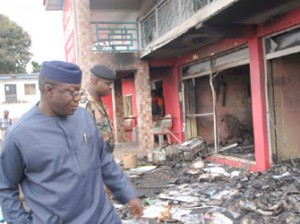 Gov Fayemi inspecting the ruination in the state