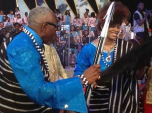Pastor Ayo Oritsejafor and wife doing the Swange dance after the decoration.