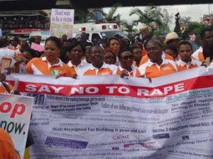 *Right activists, civil society groups during a walk against rape in Lagos organised by Partnership for Justice.