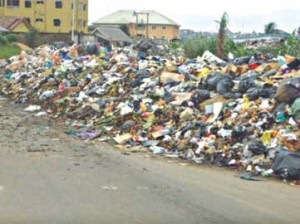 Mountain of refuse in one of the affected areas.