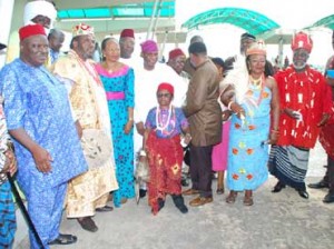 L-R- DG of CBAAC Sir Ferdinand Anikwe, Pete Edochie and other Nollywood stars cultural festival in Yenagoa