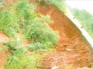 •One of the bad portions of Obe-Agenebode road