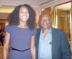 Godwin Kienka at a tournament event with Venus Williams