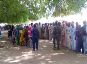Displaced Chibok people in a camp in Kuje