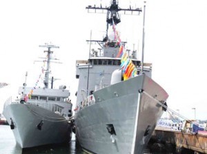 WARSHIPS—President Goodluck Jonathan, yesterday, in Lagos, inaugurated four warships acquired by the Navy.