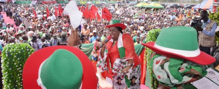 FIRST LADY, DAME PATIENCE JONATHAN AT THE PDP WOMEN RALLY IN IKOM ON WEDNESDAY.