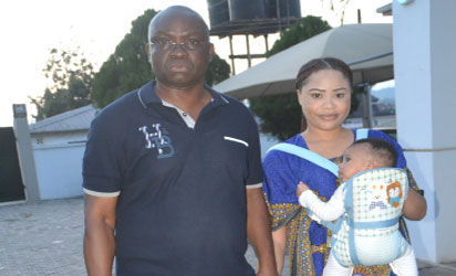 Governor Ayodele Fayose of Ekiti State and Mrs Fani-Kayode after her release.