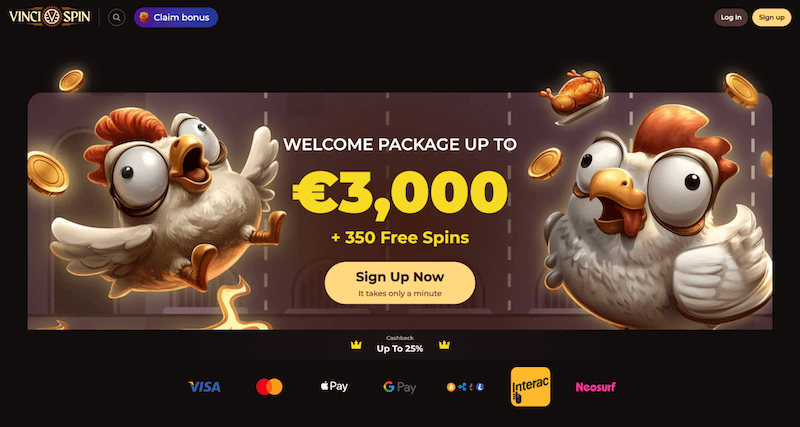Vincispin webpage