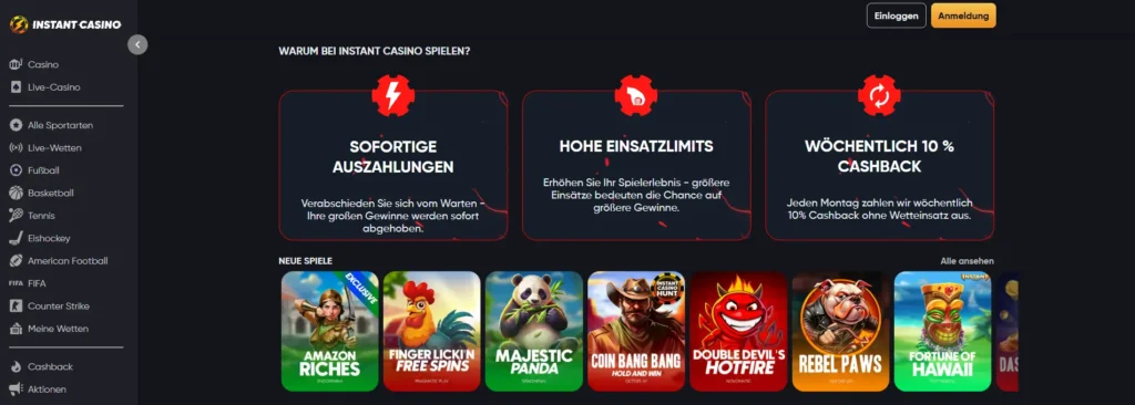 Instant Casino – Casino ohne Verifizierung