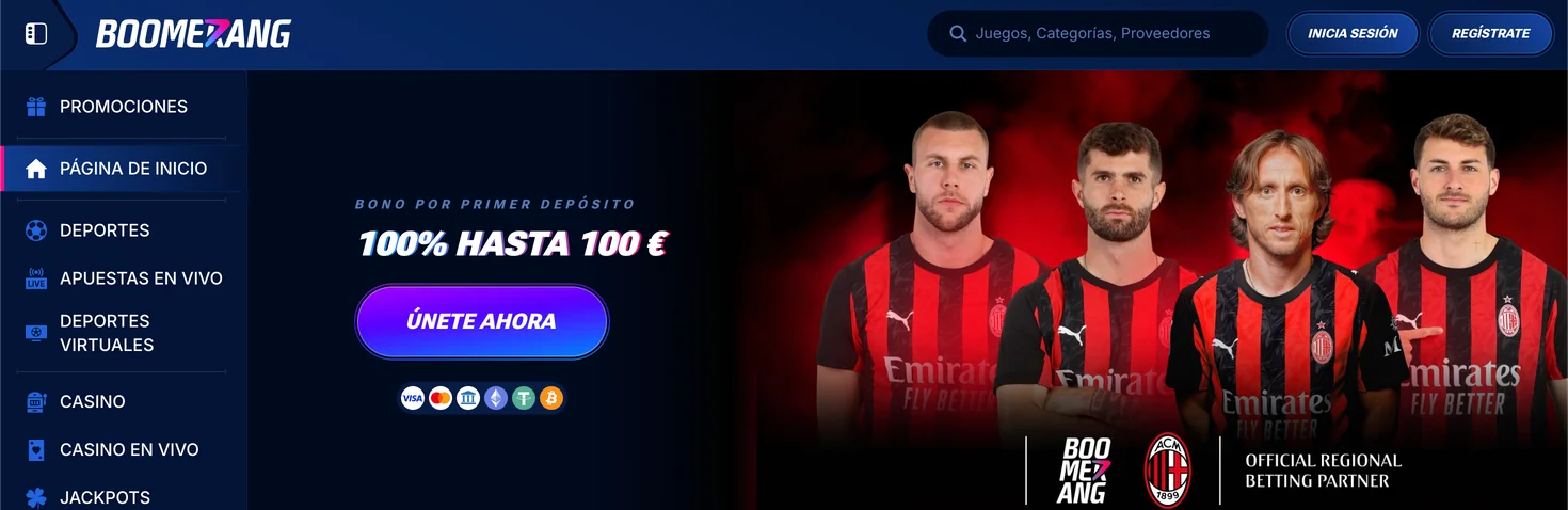 Lobby del Boomerang Bet