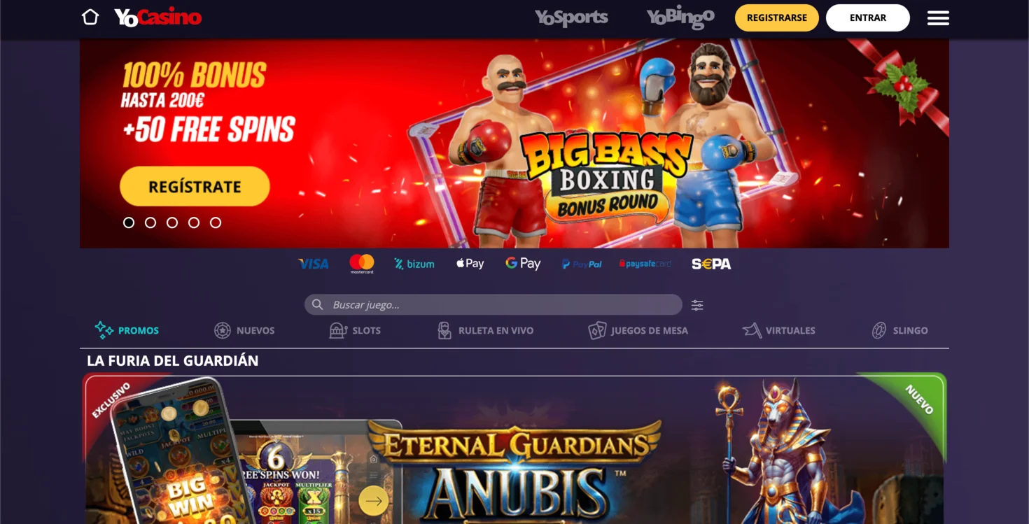Lobby de YoCasino