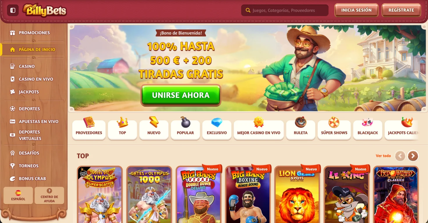 Lobby de BillyBets