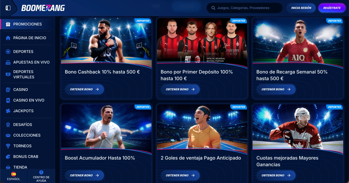 Bonos deportivos de Boomerang Bet